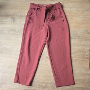 Aritzia Wilfred Tie Front Pants Warm Sienna Red Sz 6